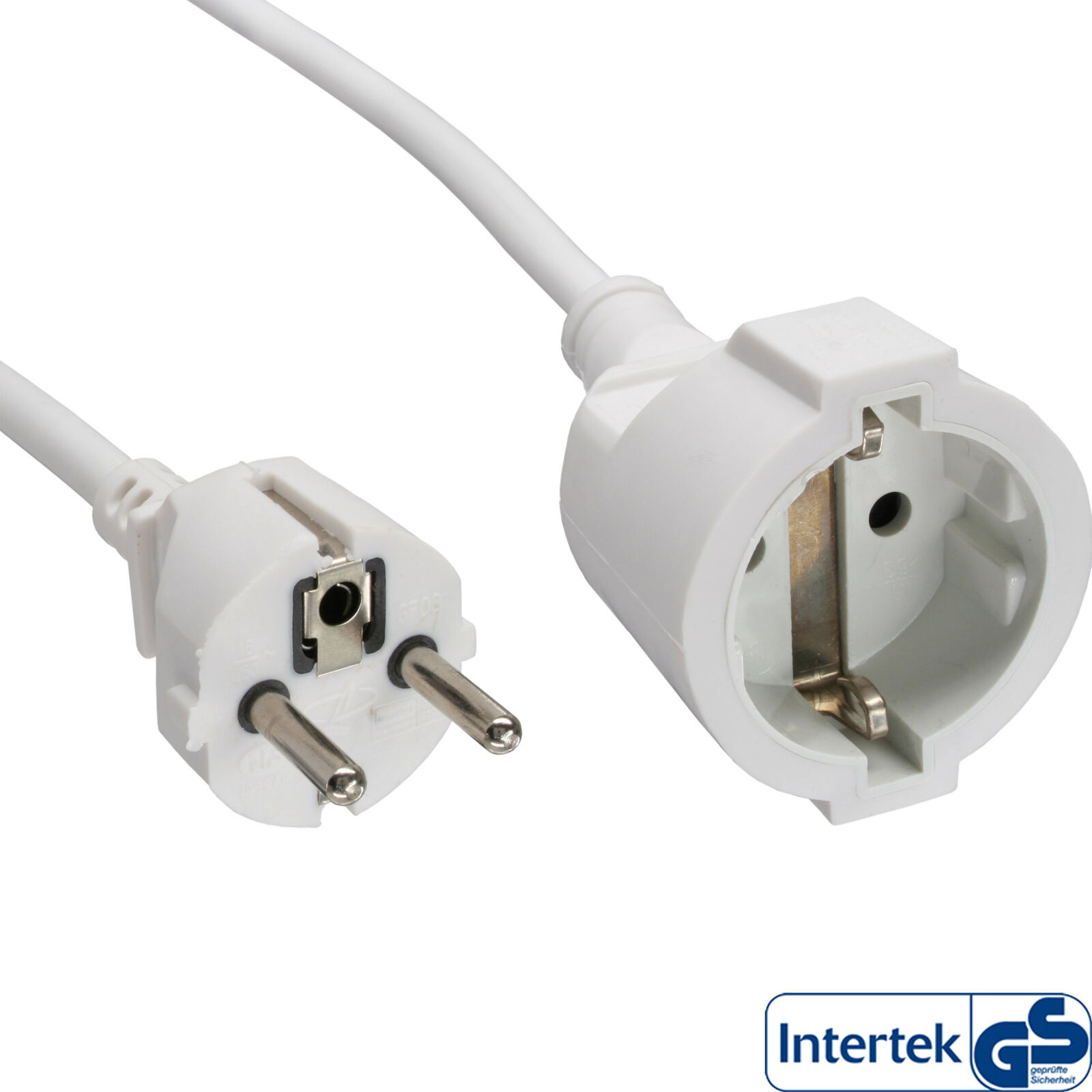 Thumbnail - Inline Strom-verlängerung Schutzkontakt Stecker / Buchse, Weiß, 1,5m