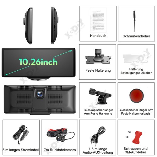 4K 10.26-Zoll Wireless Apple Carplay Android Auto Vorne Rückfahrkamera Universal - Bild 13 von 15