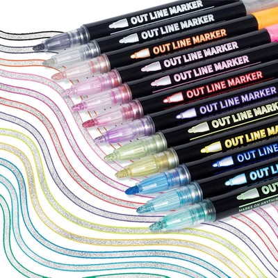 Super Squiggles Outline Markers Shimmer Set, 1 Count (Pack of 12) 
