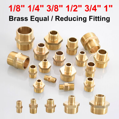 Hex Pipe Nipple BSP Male Nipple Brass Equal/Reducing Hexagon Connector 1/8''~3/4''