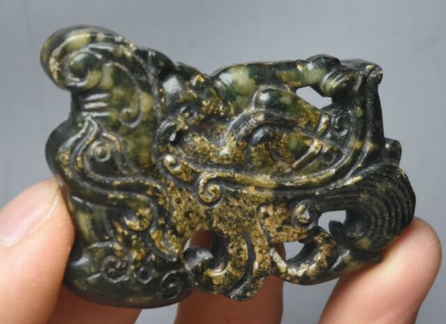 6cm China Hongshan Kultur alte Jade die Drachen-Tierjunge-Amulett schnitzt