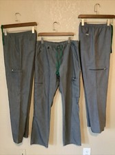 3 Figs Scrub Pants Mens Medium Gray Cargo Stretch Technical Collection 34x31