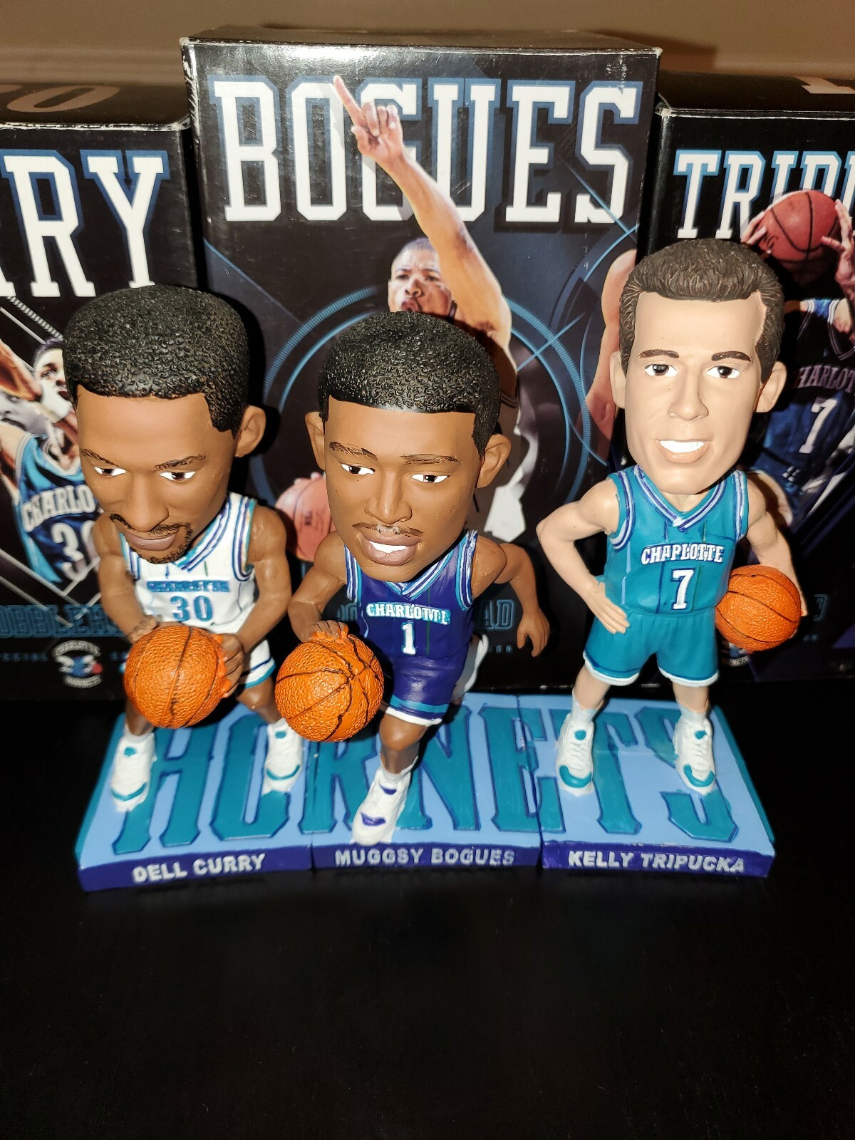 Charlotte Hornets Bobblehead Set Muggsy Bogues, Kelly Tripucka, Dell ...