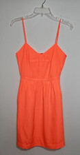 J Crew Women's Cami Dress Neon Orange Adjustable Spaghetti Strap Pockets Size 0