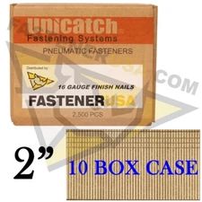 2" 16 Gauge Straight Finish Nails 2 Inch 16 ga (2,500 ct) (Case of 10)