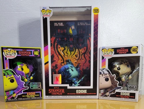 FUNKO POP EDDIE 1462 EDDIE 1505 NETFLIX STRANGER THINGS EXCLUSIVE METALLIC GLOW