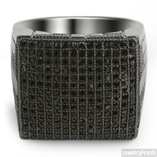 Black Fully Iced Out Micropave Flawless Lab Made Mens CZ Ring