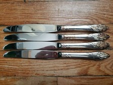 4 ANTIQUE VINTAGE COLLECTIBLE * HOLLOW HANDLE * SILVER PLATE KNIVES 9.25"