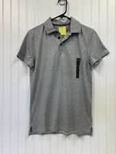 NWT Mens Stripe Golf Polo Shirt all in motion silver Gray Size Small