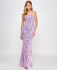 Jump Juniors' Sequined Strapless Lace-Up-Back Gown Lilac Size 0/0 $159