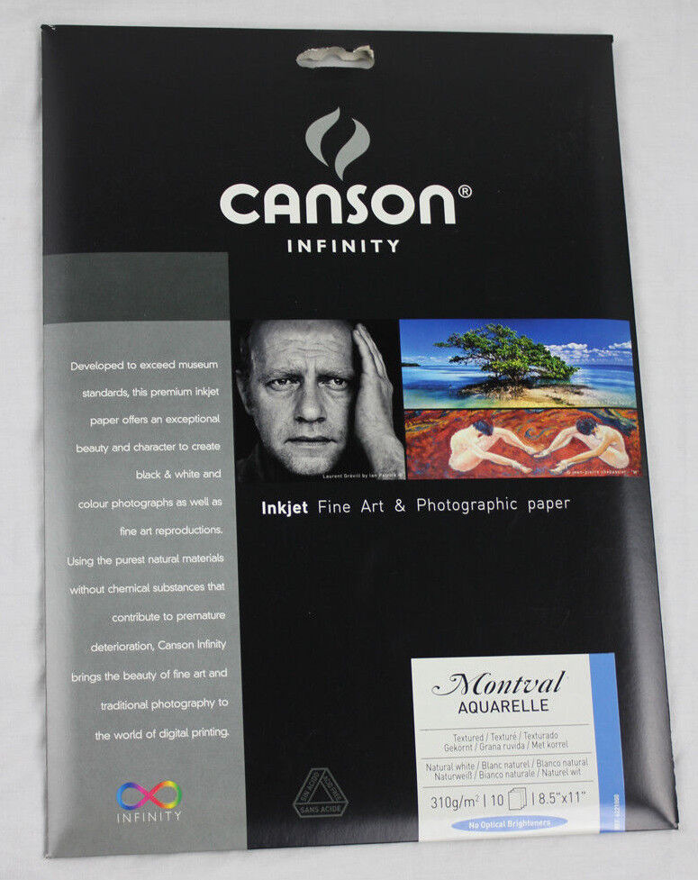 New Canson Infinity Montval Aquarelle 310gsm 8.5"x11" Paper - 10 Sheets