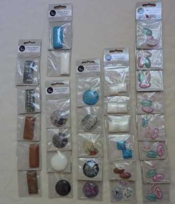 Lot of 30 packages of Bead Landing Cabochons ovals circles squares rectangles