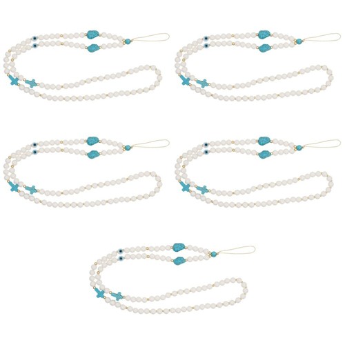 Set of 5 Turquoise Mobile Phone Chain Beaded Badge Lanyard Fashion - Zdjęcie 12 z 12
