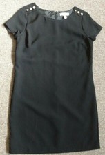 Forever 21 Womens Dress Size S Black Short Sleeve Gold Buttons Polyester GREAT