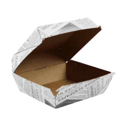 Enpack Burger-Box in Weiß aus Kraftpapier - 13,5 x 13,5 x 7,5cm Burger Schalen