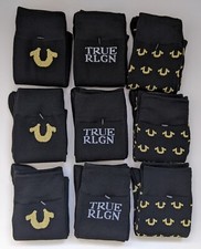 Lot of 9 True Religion Crew Socks Men Size 10 - 13 Shoe Size 6 - 12.5 Black Logo