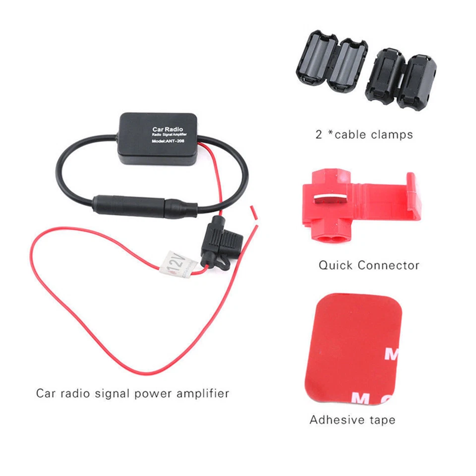 Car Auto Stereo FM Radio Signal Antenna Amplifier Anti-interference Metal Amp - Image 4 of 4