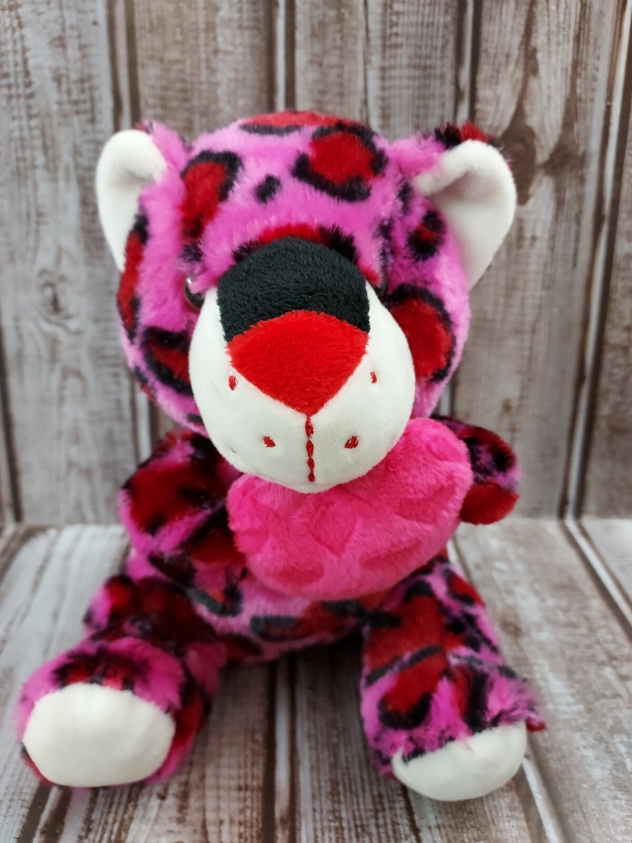 Midwood Brands Pink Black Heart Plush Leopard Cheetah Stuffed