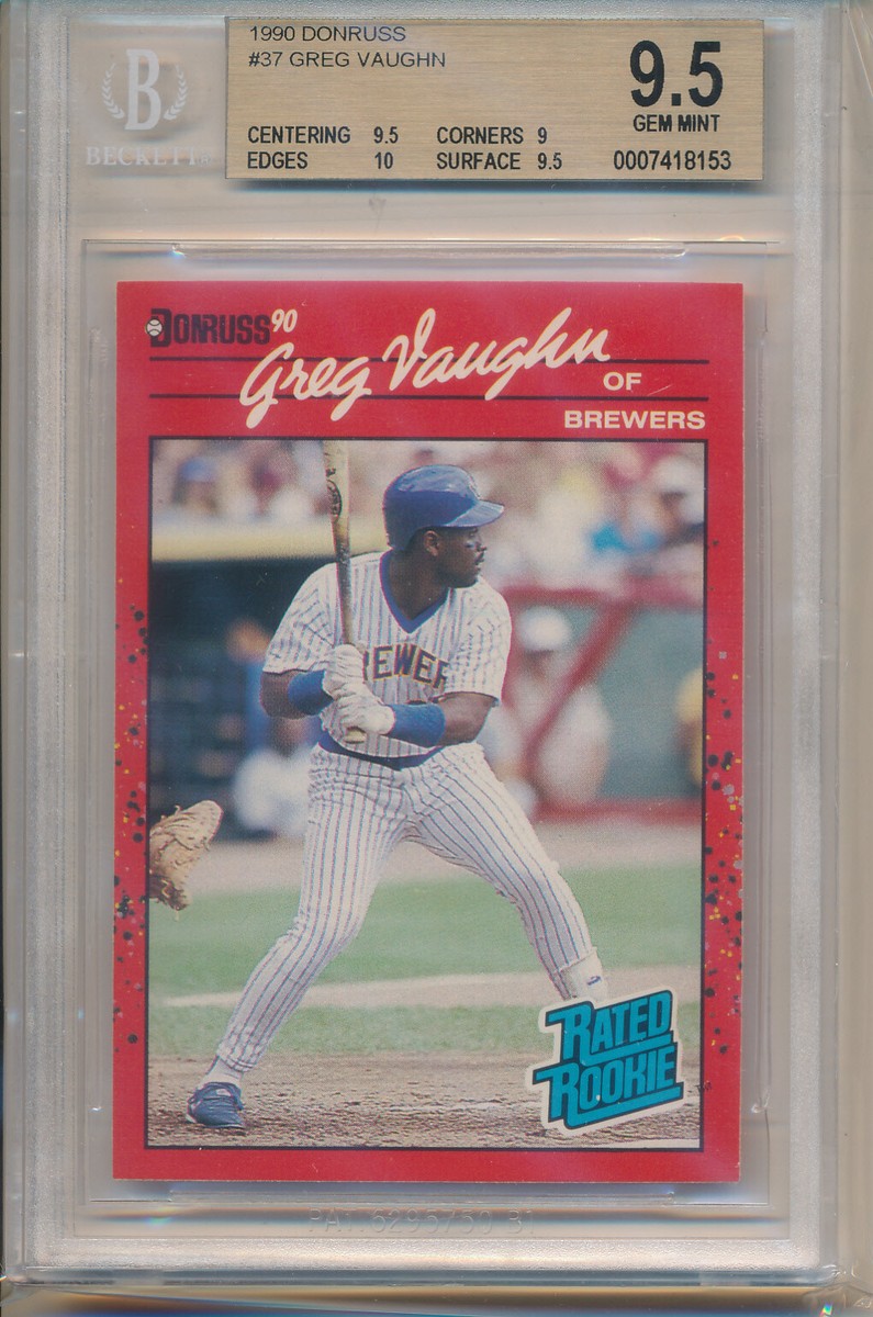 メジャーリーグ　カード　Greg Vaughn Greg Vaughan Milwaukee Brewers 1990 Score Baseball Card #585