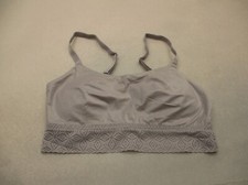 AUDEN Size M Womens Gray Lace Lined Wireless Pull On Stretch Bralette Bra 3Q