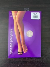 NIP Open Toe Pantyhose Size Tall Nude Ultrasoft Control Top Sheer Leg