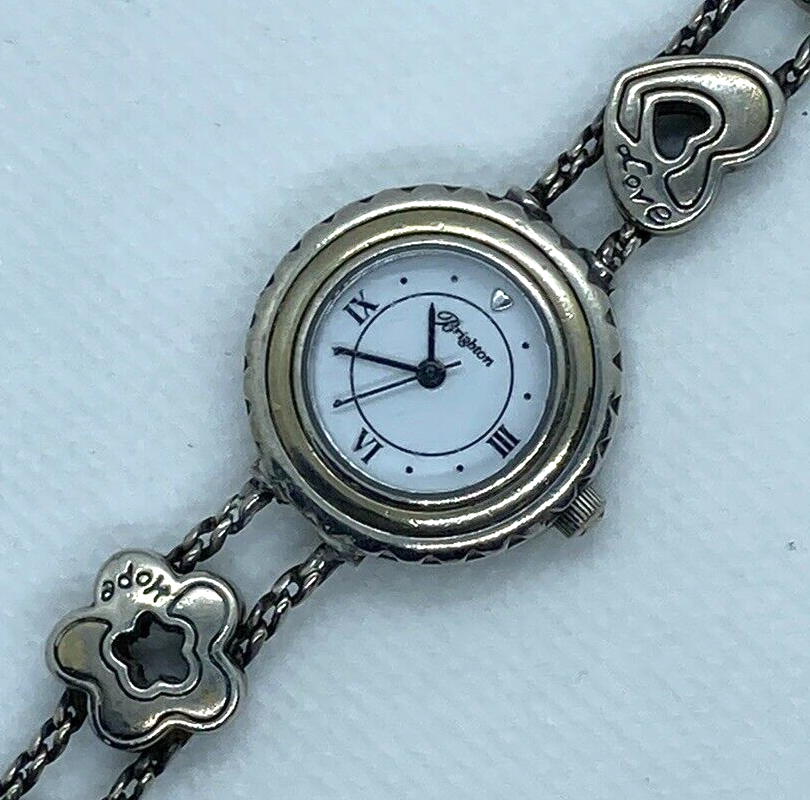 Brighton Vintage Silver Heart & Floral Link Bracelet Watch - New Battery Cascade Heart Watch - Brighton main image 4