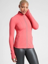 Athleta Shanti Powervita Jacket Coral Petal Pink Full Zip Size Small