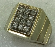 14 karat diamond ring - 14K gold classic rectangle 0.90 carat diamond men's ring