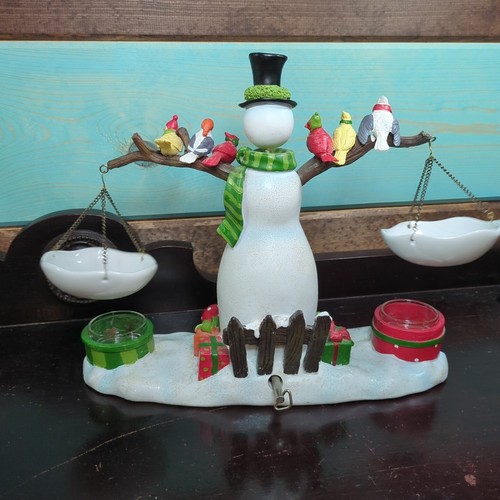 VTG Yankee Candle Musical Snowman Birds Bobble Head Double Tart Warmer Christmas - 第 9/21 張圖片