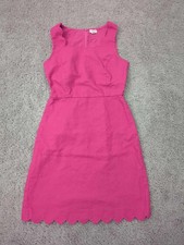 J Crew Sheath Dress Womens 0 Pink Sleeveless Scalloped Basketweave Square Neck