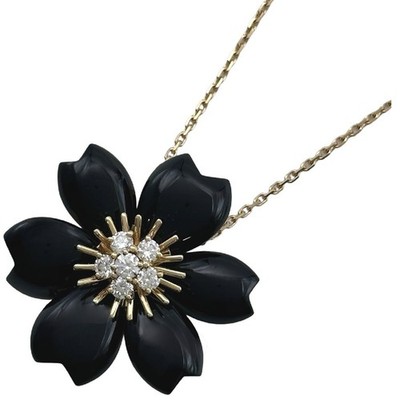 Van Cleef & Arpels Rose de Noël Collier Onyx Diamant 750 P0068225