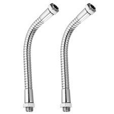 2Pack 5.9" Universal Gooseneck Hose M10 Fine Thread Bendable Metal Silver