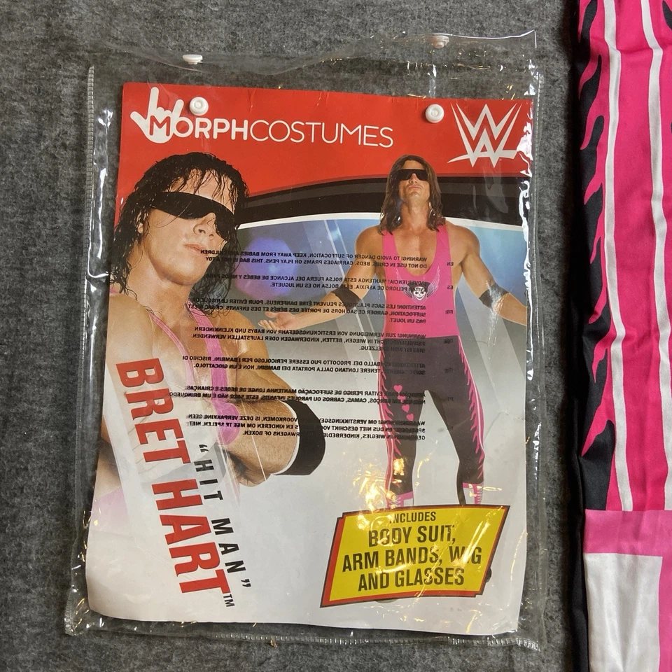Morph Cosutmes Bret Hitman Hart Body Suit Estándar Brazaletes Peluca LEER SIN VASOS Foto 2 de 4