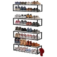 4 Pack Expandable Wall Mounted Shoe Rack, 17"-31" Adjustable Hanging Shoe Rac...