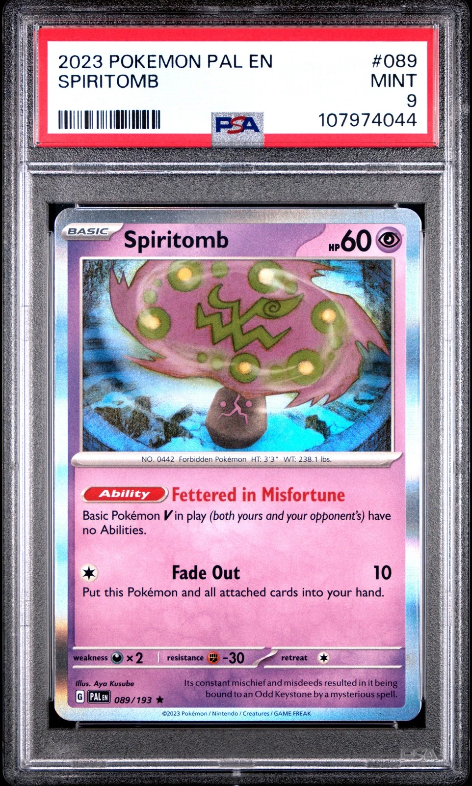 2023 POKEMON PAL EN-PALDEA EVOLVED #089 SPIRITOMB PSA 9