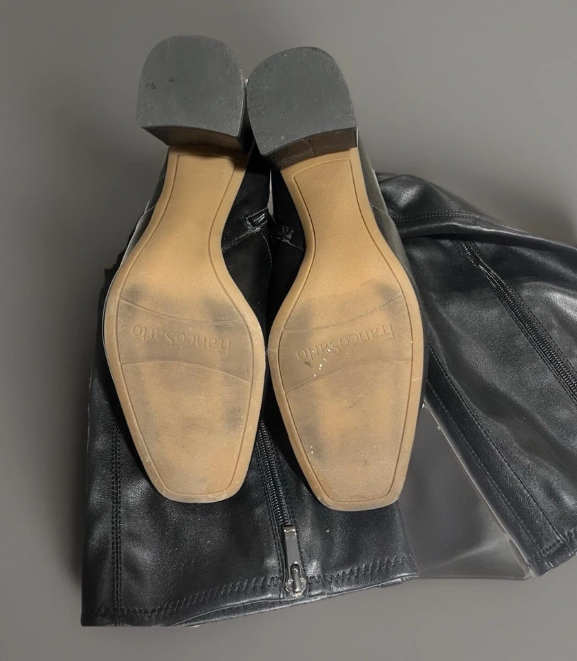 Franco Sarto 11M Black Boots Black 4 in Heel Faux Leather Square Toe Winter Fall - Image 3 of 3