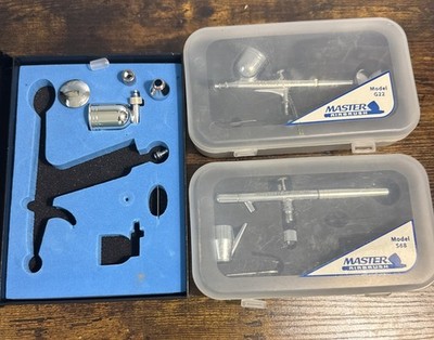 Master Airbrush No. S68 & No. G22 with Cases. Unknown Missing Pcs + Random Parts