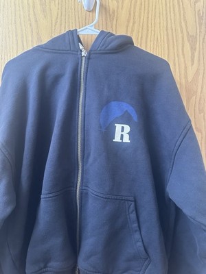 Rhude Men's Graphic Print Cotton Fleece Full Zip Hoodie Navy S Regular