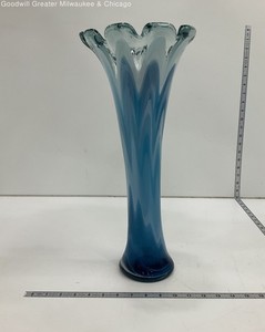 Handblown Blue Tall Vase