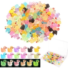 150 Pack Luminous Mini Resin Ducks Tiny Rubber Duck to Hide Plastic Cruise Du...