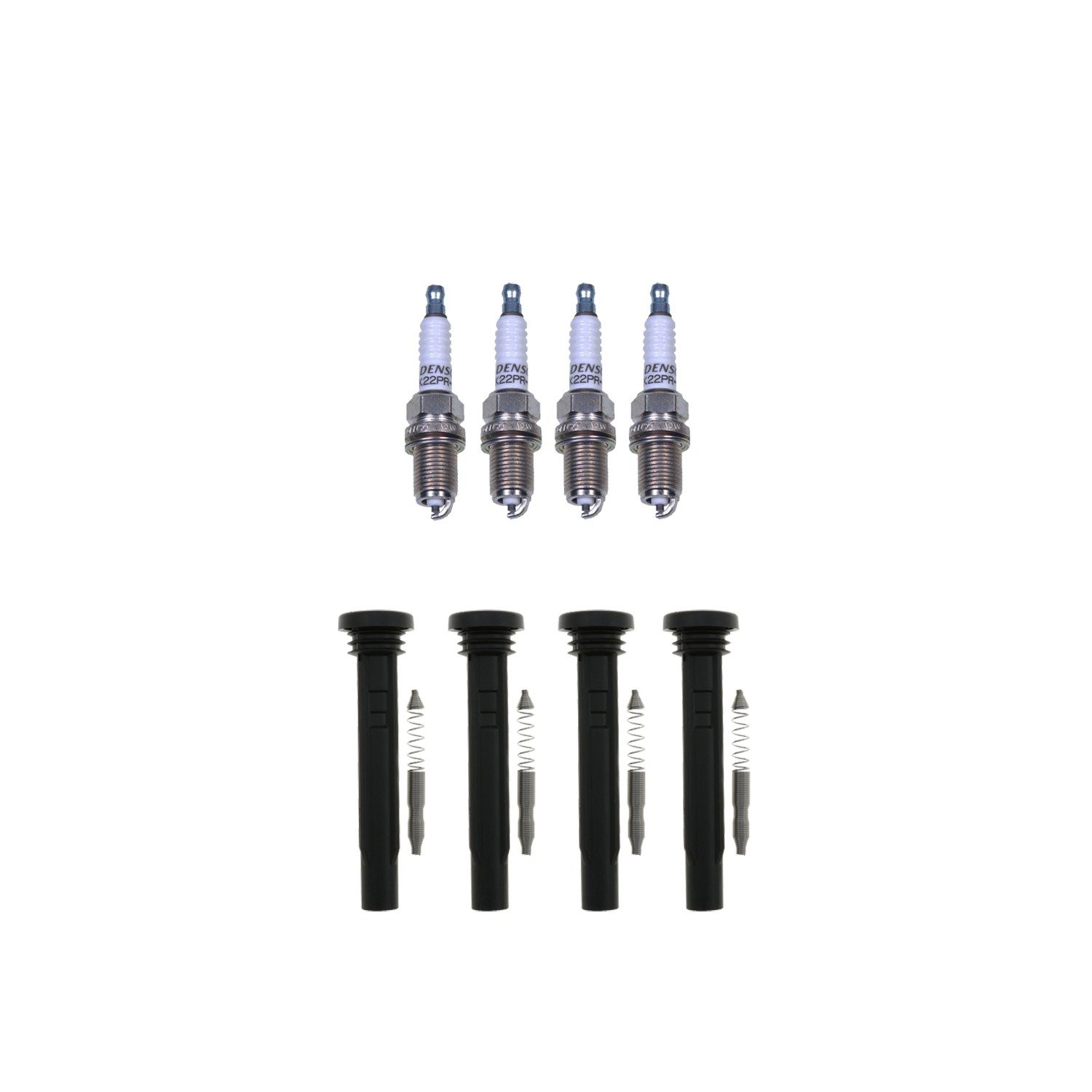 Denso 4 U-Groove Spark Plugs  NGK 4 Coil Boot Kit for VW Beetle 2.0 L4 Turbo