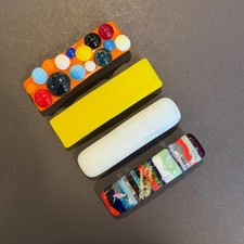 Lot of 2.5" Glass Barrettes, Dichroic Fused Barrette, Stained Glass Clip, S0614D