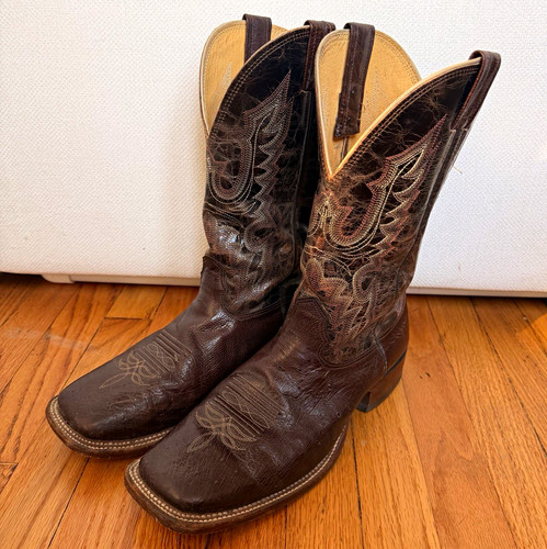 Men's Smooth Ostrich Brown Leather Western Cowboy Boots 11D