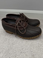 LL Bean Boots Dark Brown Low Rubber Moc Waterproof Shoes Leather Men's Size 9.5