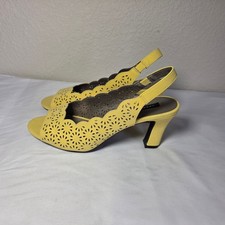 Array Yel. Slingback Heels Peep Toe Laser Cut...