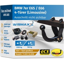 ANHÄNGERKUPPLUNG starr für BMW 7er E65 E66 01-08 +13pol E-Satz ECS