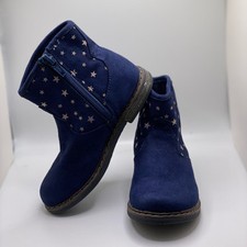 Blue boots, zip up with silver stars, size 26, equals to a 9.5 children US size