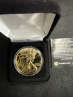 2021 - 24kt Gold Accented (Gilded) Silver American Eagle w/ Gift Box 1oz .999 :