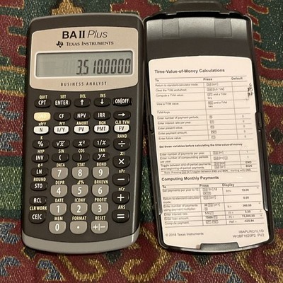 Texas Instruments BA II Plus Financial Calculator w/ Slide Cover Tested/Works