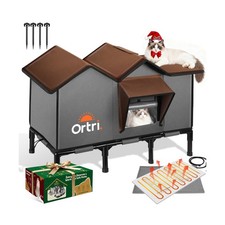 Outdoor Heated Cat House for Outside: Winter Insulated Weatherproof 30" 14"